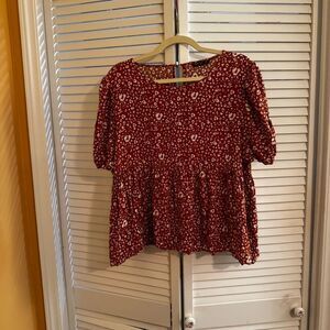 SHEIN pumpkin Blouse Short Sleeve Relaxed Fit